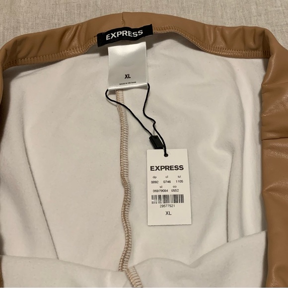 Express Super High Waisted Faux Leather Leggings in Tan Women’s Size Extra Large - Picture 4 of 6